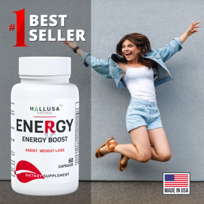 Hallusa Natural ENERGY Energy Boost Capsules - Assist Weight Loss - 60 Count