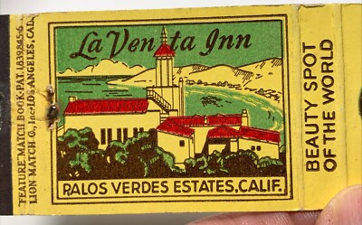 Palos Verdes California Matchbook Cover La Venta Inn Restaurant