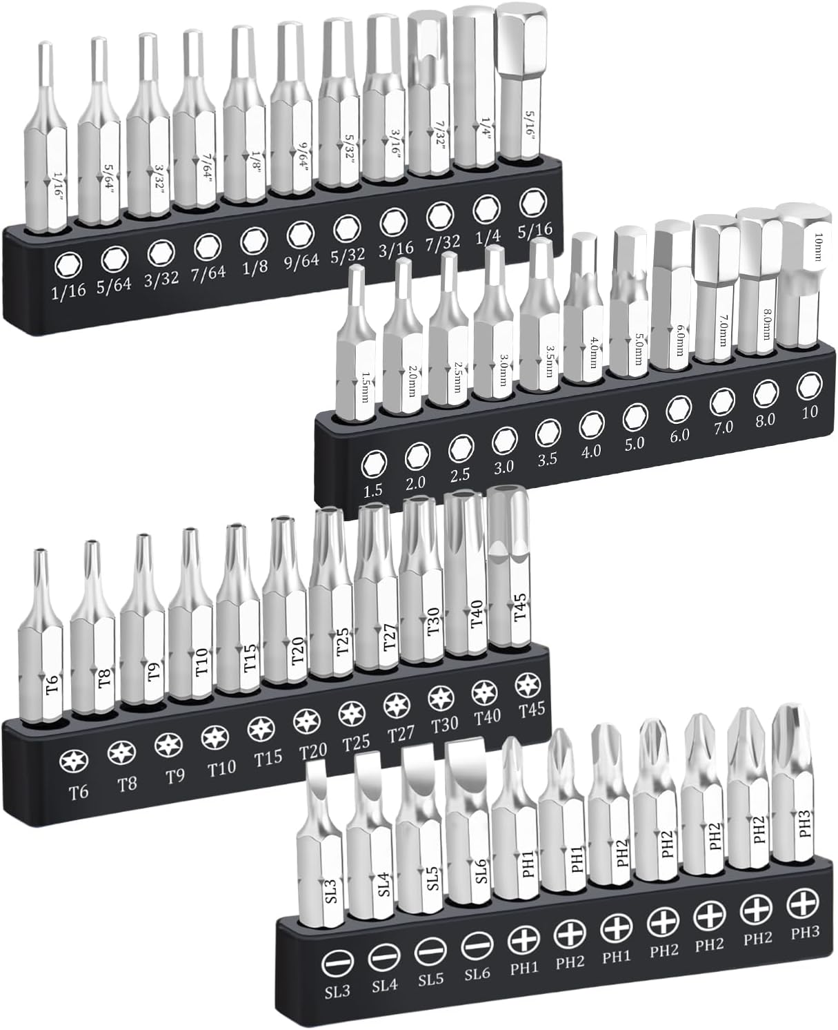 44-Piece Screwdriver Bit Set with Torx, Slotted, Phillips & HEX Bits in 1/4 Inch Hex Shank