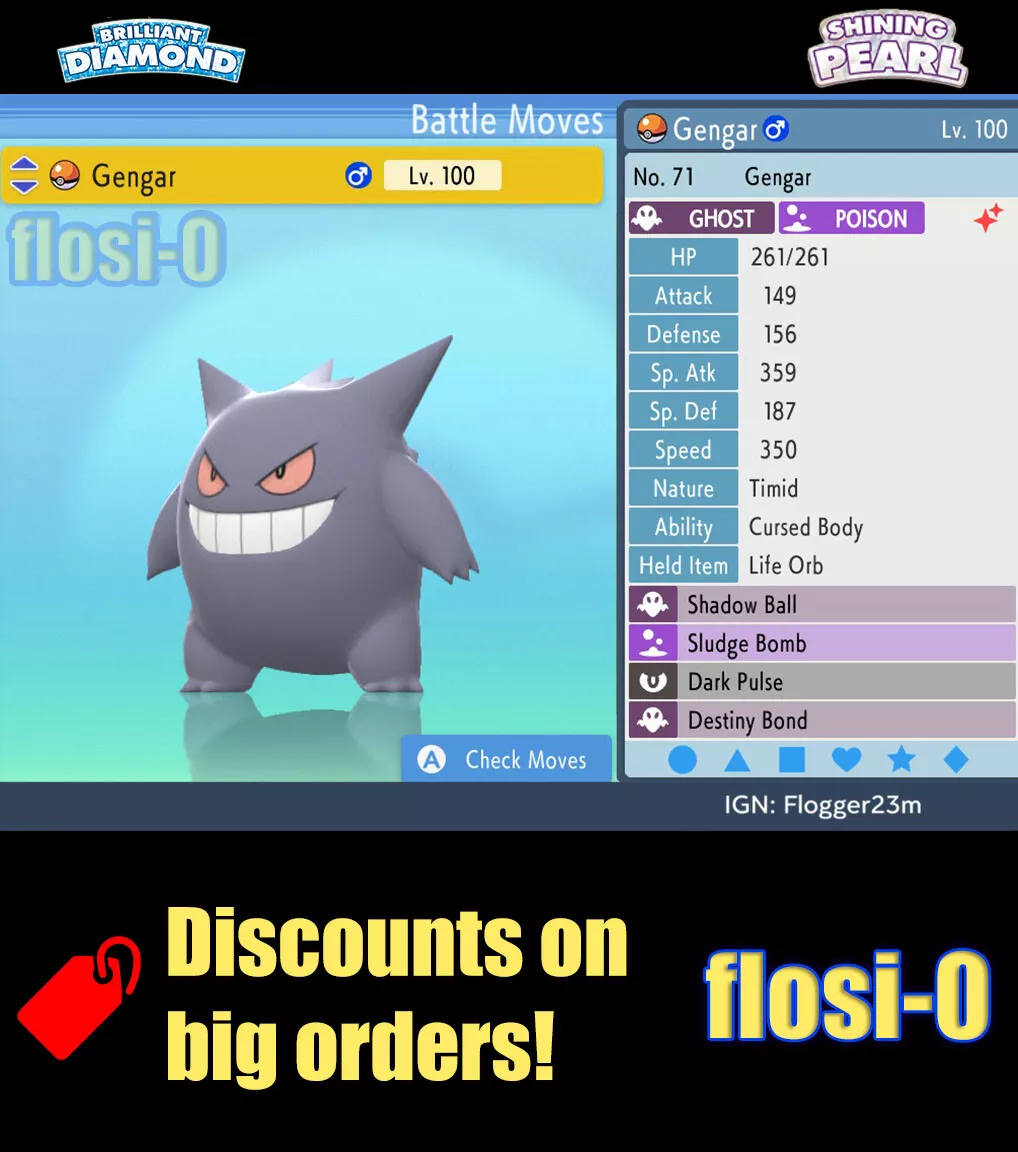 Shiny Gengar / Pokémon Brilliant Diamond and Shining Pearl / 6IV