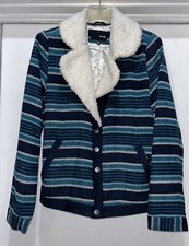Hurley Wool And Fleece Coat/sweater Shawl Collar Satin Lines Size M