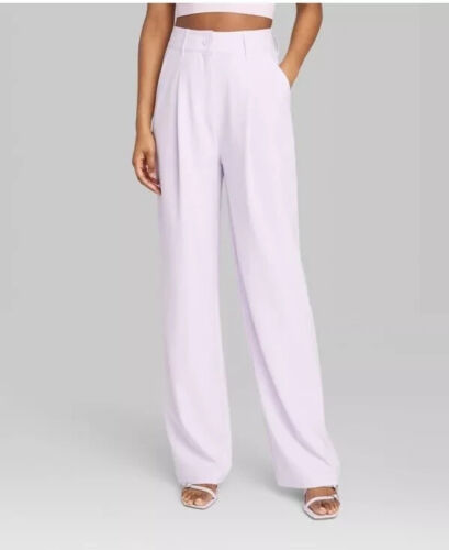 Women’s Wild Fable Pleated Wide Leg Dress Pants Light Violet 10