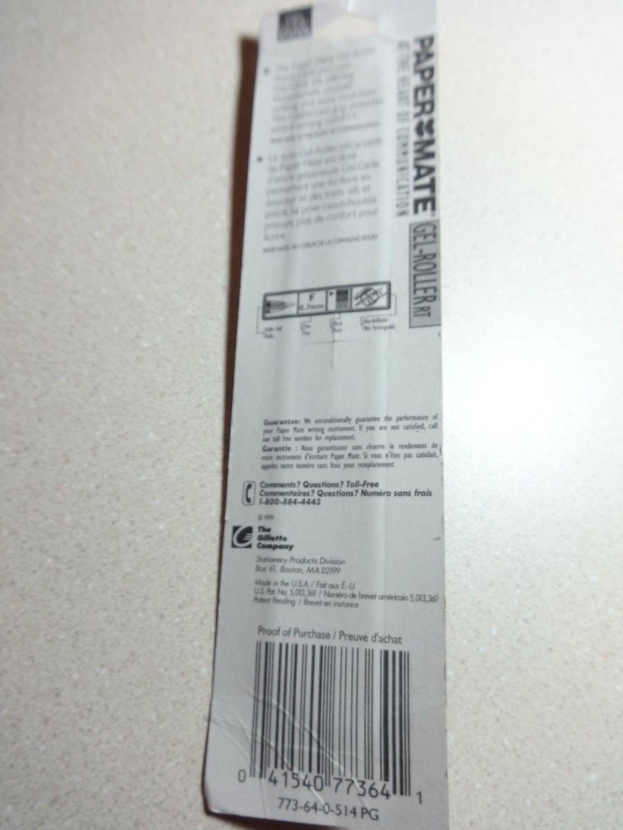 Stylo Bille Paper Mate Double Heart Gel-Roller RT Noir - Neuf De Stock