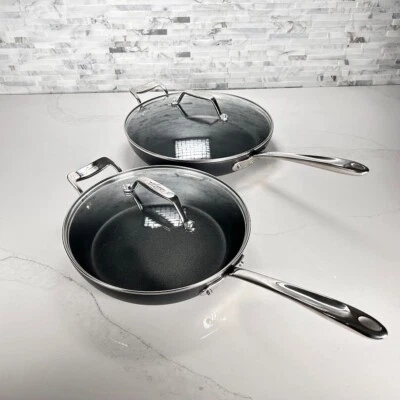 All-clad Essentials 10.5" and 12" Non-Stick Fry Pan with Glass Lids Set.