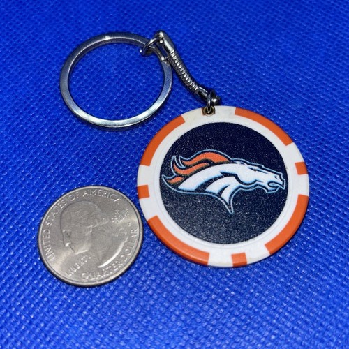 Denver Broncos Poker Chip Keychain Logo Key Chain Ring NFL Multicolor - Picture 2 of 5