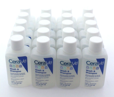LOT of 20 / CeraVe BABY Wash & Shampoo - Travel Size (1 fl oz ea.)