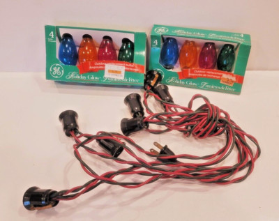C-9 Vintage Christmas Light String With 7 New GE Holiday Glow Bulbs