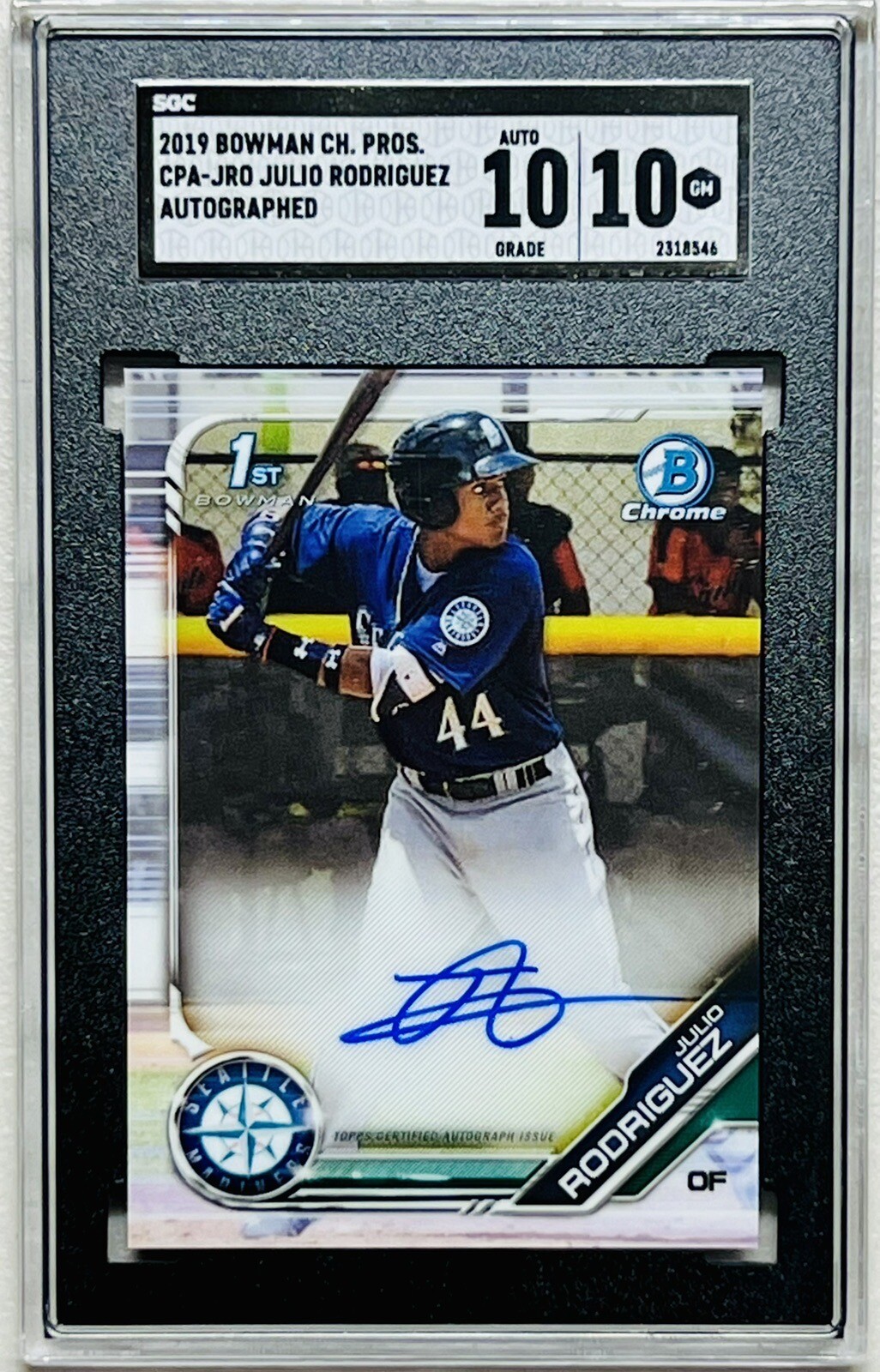 2019 BOWMAN CHROME PROSPECTS #CPA~JRO JULIO RODRIGUEZ SGC 10/10 ON~CARD AUTO