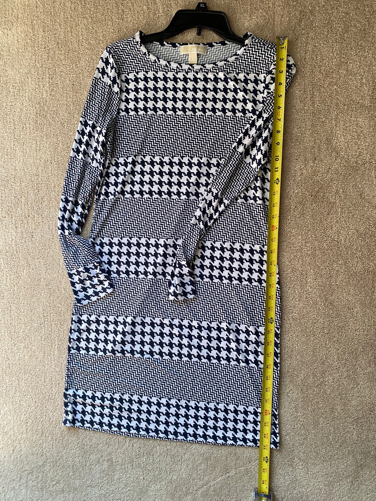 Abito Michael Kors maglia manica lunga tubino bianco e nero geometrico taglia P taglia 2