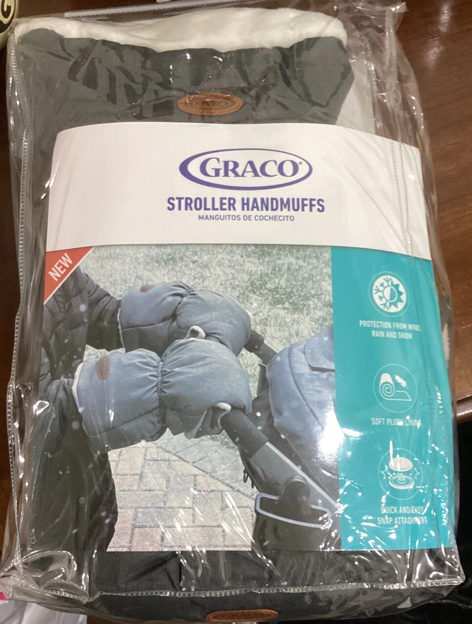 GRACO STROLLER HANDMUFFS GLOVES NEW QUICK SNAP OPEN ATTACHMENT RAIN SNOW WIND
