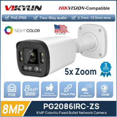 Hikvision Compatible 4K IP Camera ColorVu 8MP 5X Zoom Dual Light two-way Audio