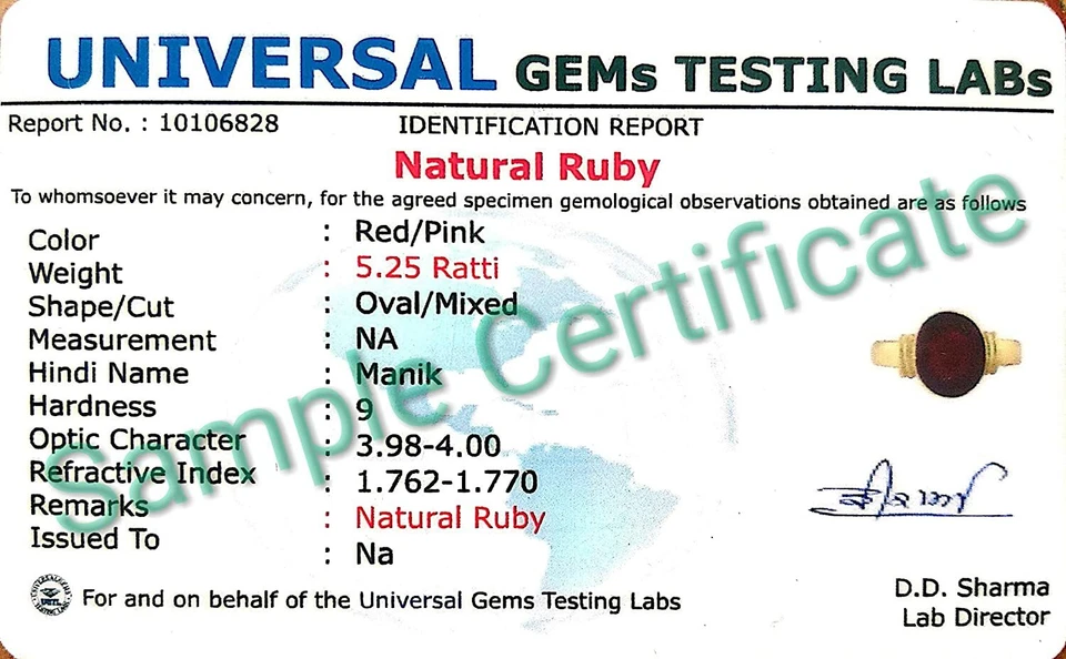 Jaipur 7.25 Ratti Natural Certified Ruby Manik Gemstone Panchdhatu Ring Unisex - Image 3 of 4