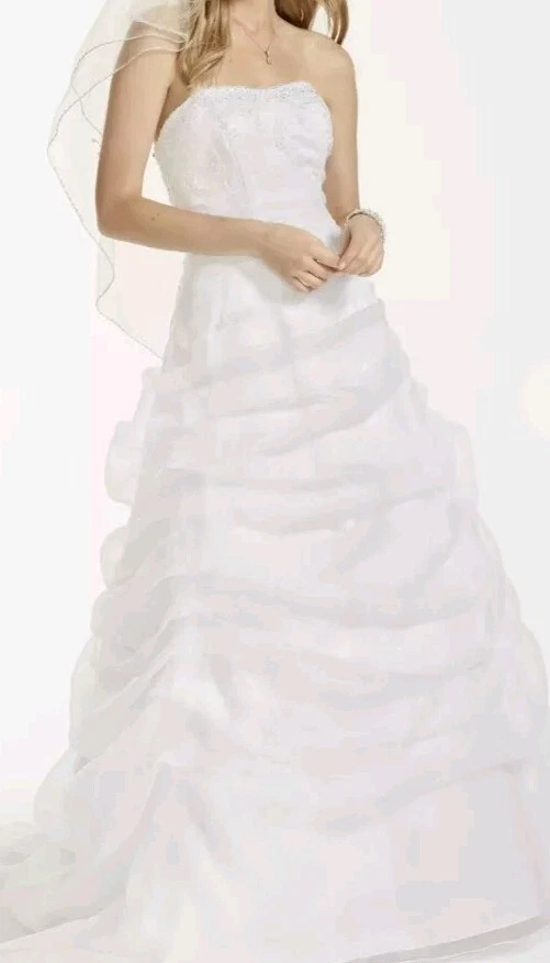 Davids Bridal Wedding Dress Sz 12 Chiffon Corset Back Ball Gown A-line - Image 4 of 4