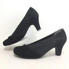 Ros Hommerson Womens 5 M Harper Black Leather and Neoprene Classics Pumps Heels