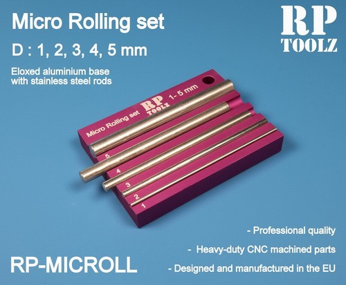 Micro Rolling set (dia. 1-5mm) Eloxed Aluminium Base w/Stainless Steel Rods - Photo 1 sur 1