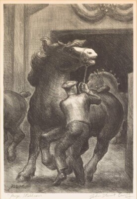 Prize Stallions  : John Steuart  Curry :  1933 : Archival Quality Art Print