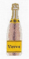 "Veuve" Champagne Bottle in Antelope Print Needlepoint Canvas by C'ate La Vie