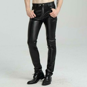 calça de couro masculina rock