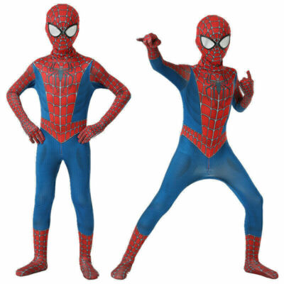 KIDS Spiderman Tobey Maguire Cosplay Kostüm Jungen Jumpsuit Fancy Dress DE