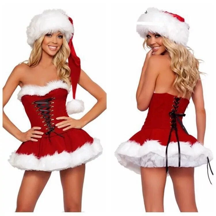 Women Sexy Xmas Christmas Costume Sexy Lingerie Halter Suspend - image 2 of 4