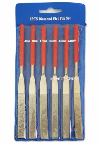 Juego de 6 piezas de lima plana de diamante de 7" 9 mm x 180 mm x 70 mm 40-600 azulejos de cerámica de arena vidrio - Imagen 6 de 6