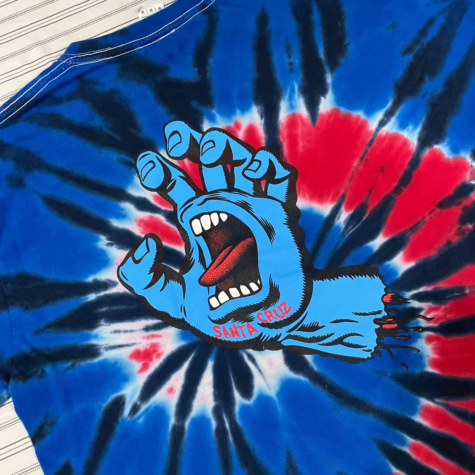 Santa Cruz Skateboards Tie Dye Blue Red Popsicle Screaming Hand T Shirt Mens M