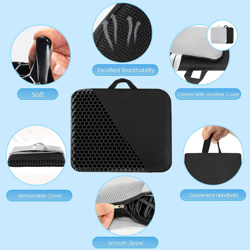 19.7" Gel Seat Cushion, Super Large & Thick Office Chair Cushion for Long Sittin - Picture 2 of 9