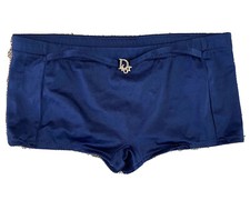 Vintage DIOR Mens Swim Bottoms 1970  s w Metal Logo Navy Nylon Lined Small 30  