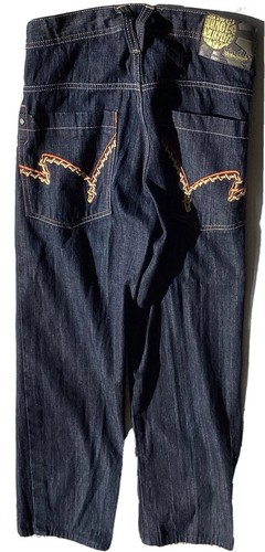 5ive Jungle Men's Pants Denim Jeans Dark Embroidered Pockets Urban Size 34 30x29 - Picture 10 of 10