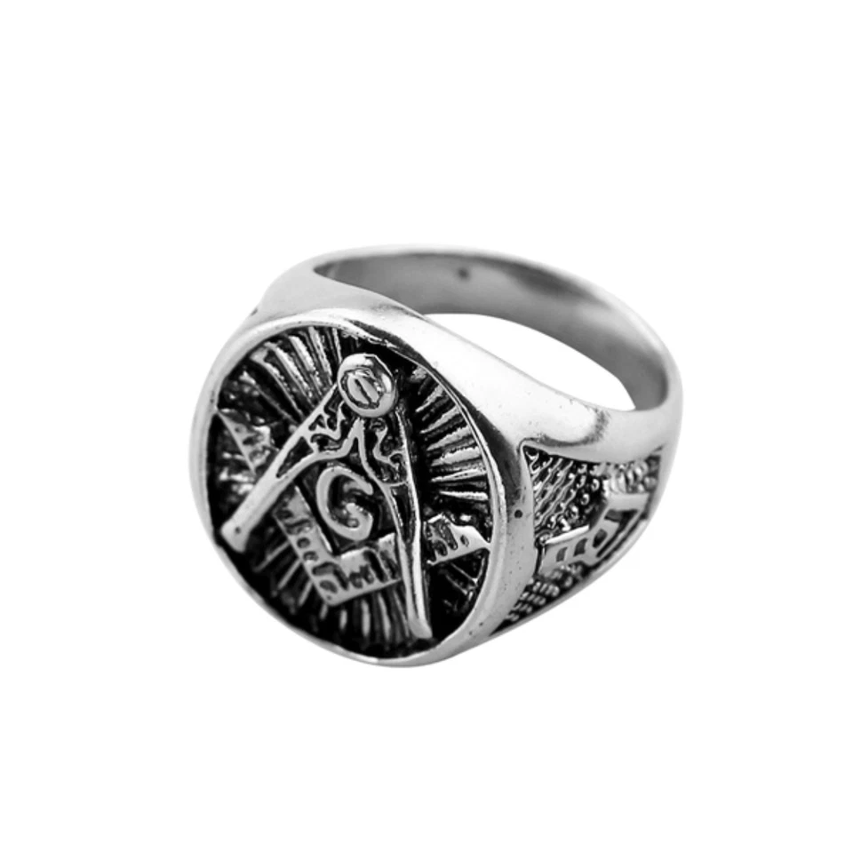 Anillo Masónico Cuadrado G y Pilares Para Hombre Master Mason Grado Joyería Rara Talla 6-12 Foto 4 de 4