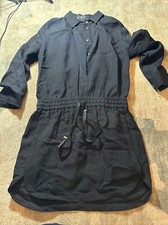 J Crew Women drapey oxford crepe shirt dress Black P Xs  $138 C3148 Pockets