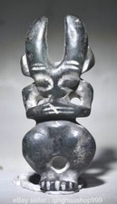 3.4" China Hongshan culture Old Jade Carving Sun God Helios Sculpture statue