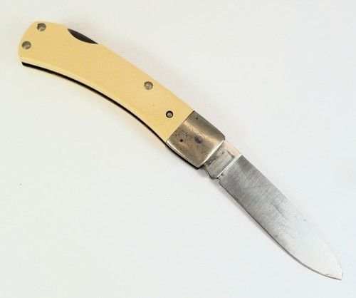 VTG 1991 USA SCHRADE 515SC BUFFALO NATIONAL PARK SERVICE 75TH SCRIMSHSHAW KNIFE - Picture 4 of 11