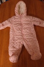 OshKosh B'gosh Girl's One-piece Snowsuit Size 3/6m Pink Excellent Condition