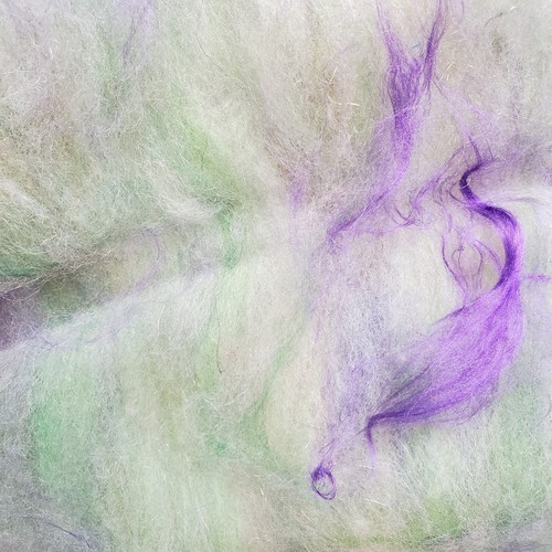 Carded Art Batt 3.75 Oz Merino Top Wool Hand Dye Alpaca Silk Fiber Green Purple - Picture 14 of 15