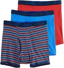 Hanes Ultimate X-Temp Boxer Briefs Mens 2XL Blue Red Striped Cotton 3 pack