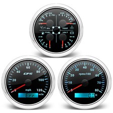 3 Gauge Set 85mm Gps Speedometer 120mph Tacho85mm 4 In 1 Gauge 7 Colors Led