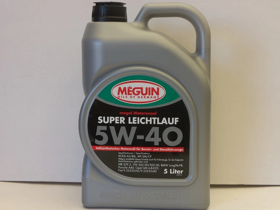 Aceite de motor 7,68 €/l Meguin Megol funcionamiento súper ligero totalmente sintético SAE 5W-40 5 L BMW VW MB