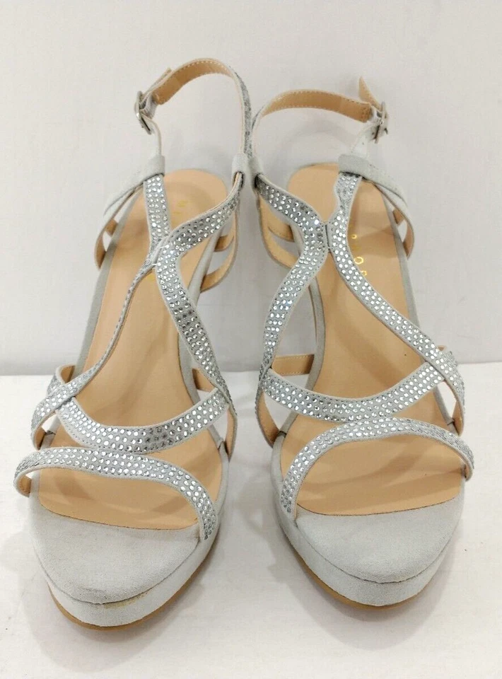 Metaphor Women Heeled Platform Dress Shoes Size 8 M Silver w jewels NEW display - Image 4 of 4