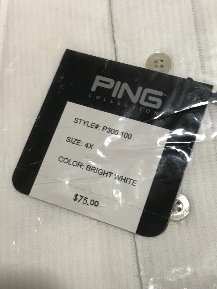 Ping Sensor Cool Golf Shirt Dry Fiber Dynamics White 60/40 Men's Size 4XL NEW - Image 4 of 4