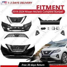 Fit For 2019-24 Nissan Murano S/SL/SV Front Bumper Cover Grille Kit W/Fog Lights