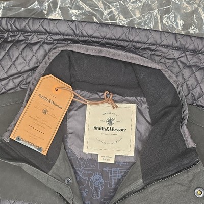 Smith & Wesson Quilted Suede Jacket Black Mid-Length Men's Small Zipper Snap