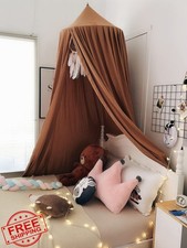 KingKara Crib Canopy Round Dome Net Mosquito Net Baby Bed Princess Castle Coffee