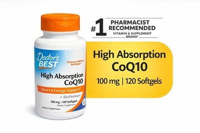 Doctor's Best CoQ10 100 mg Softgels 120 Count BioPerine Heart Energy