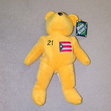Bamm Beanos Clemente 21 Plush Bear with Puerto Rico Flag Tag