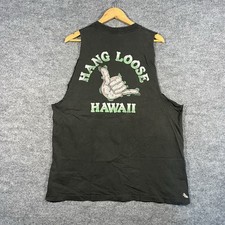 Vtg Hang Loose Hawaii T Shirt XL 80s Tourist Surf USA Made Black Cutoff Single