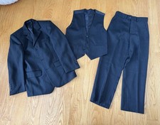 Joey Couture 3 Piece Black Pin Striped Stripe Suit Size Boys 8 Vest Jacket Pants