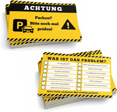 Auto Gadgets   Lustige Falschparker-Karten 50 Stück, Falschparker Karten mit Ank