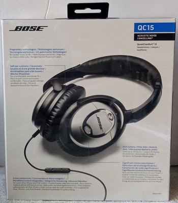 Bose QC15 Headphones Acoustic Noise Cancelling Silver iPhone iPod