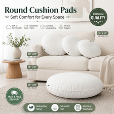 Round Cushion Inner Pad 16" 18" 20" Seat Filler Circle Pillow Soft & Supportive